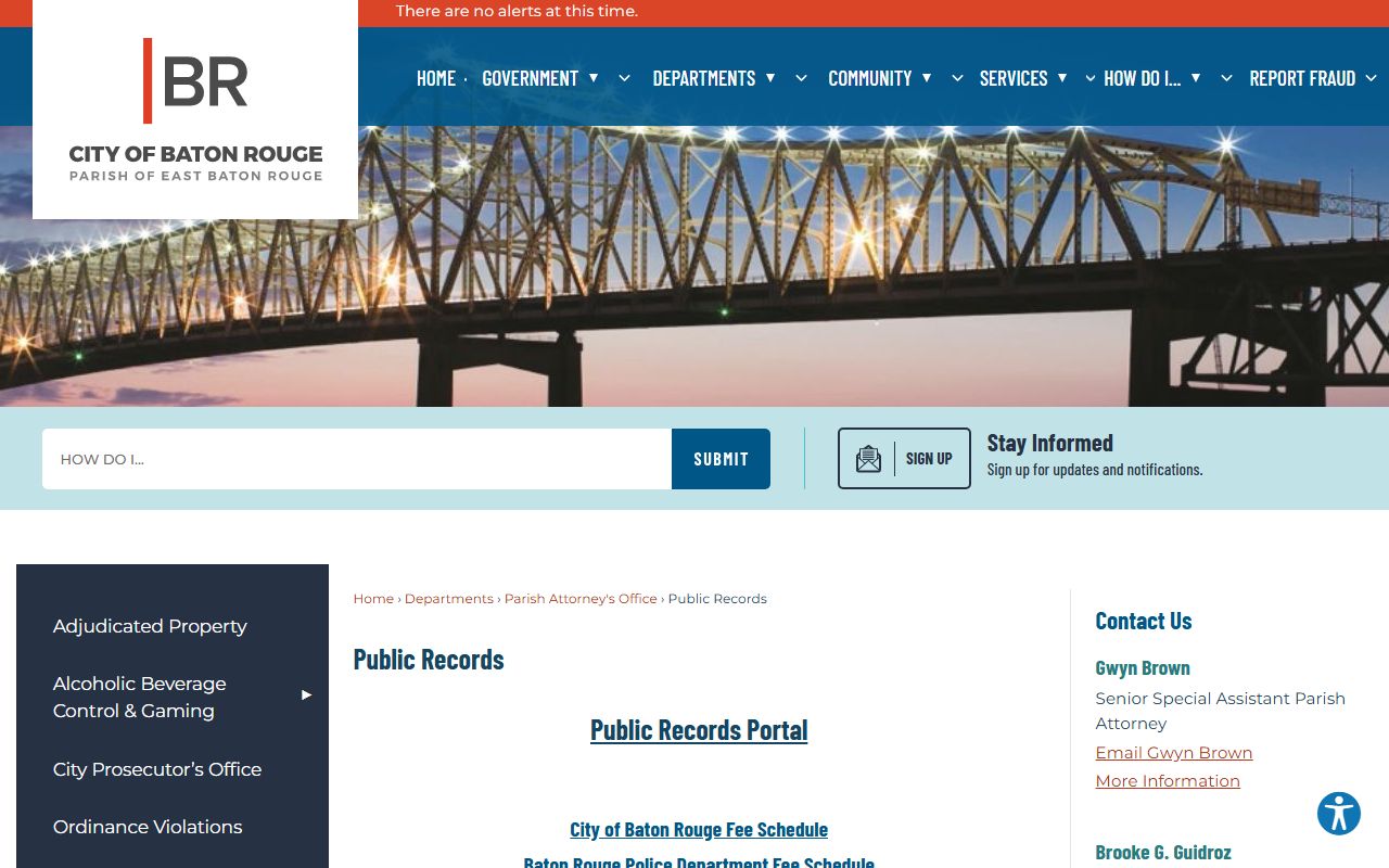 Baton Rouge public records page for phone directory searches