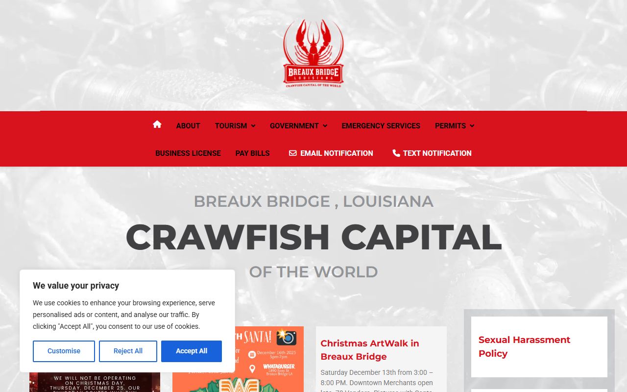 Breaux Bridge phone directory city website homepage