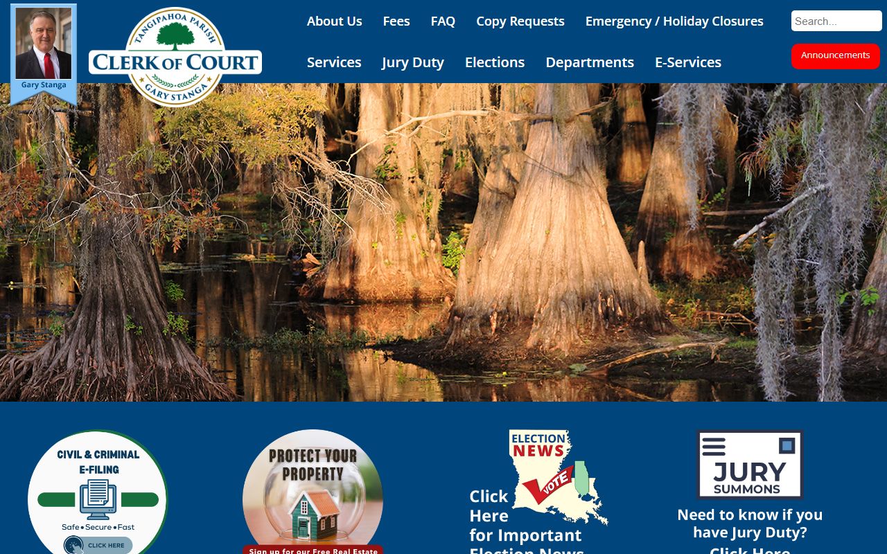 Tangipahoa Parish Clerk website for Hammond phone directory searches