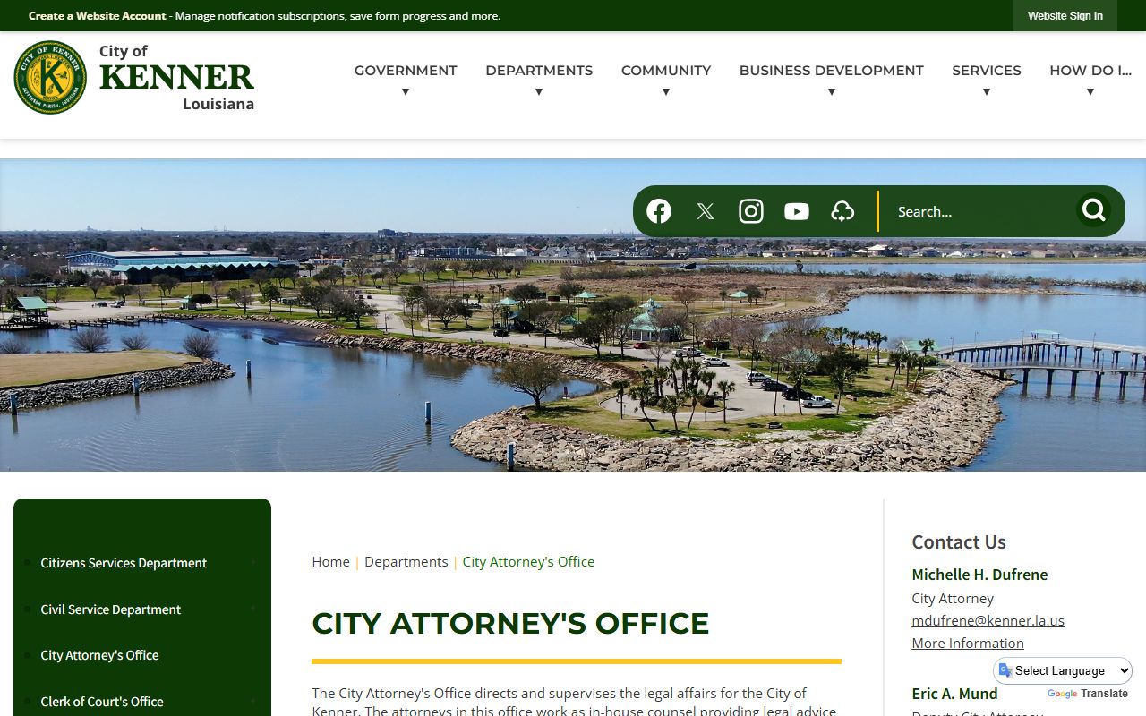 Kenner phone directory City Attorney Office page