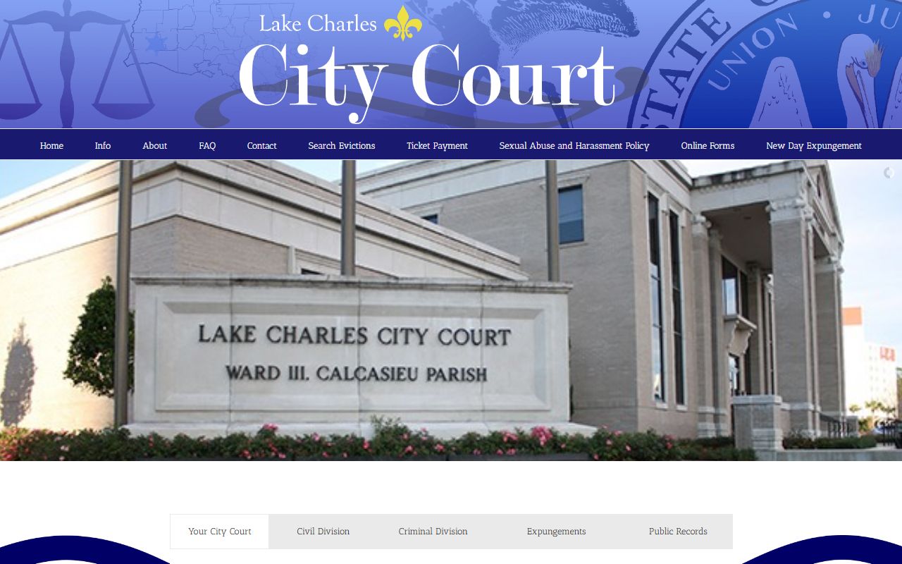Lake Charles phone directory city court website