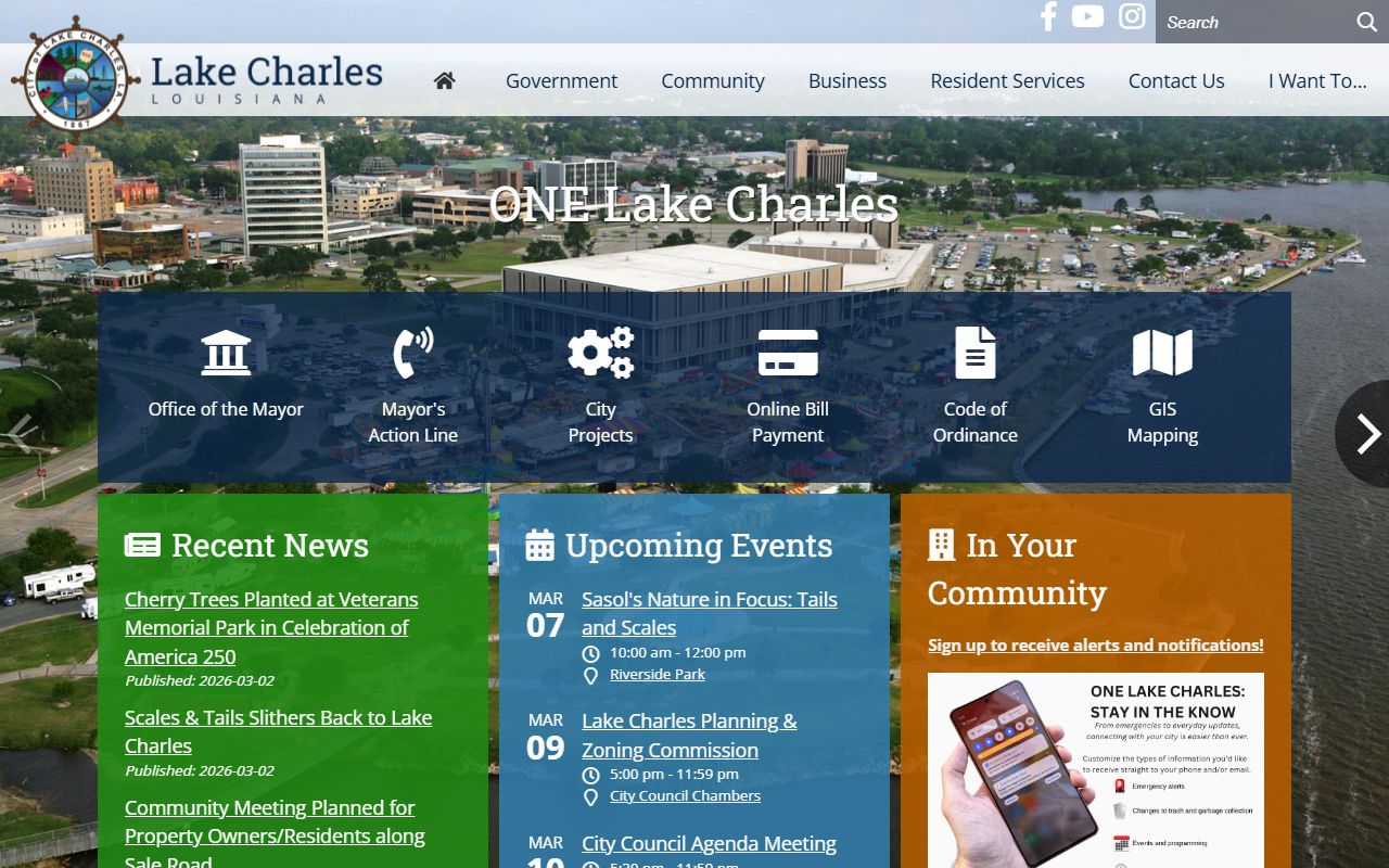 Lake Charles phone directory city portal website