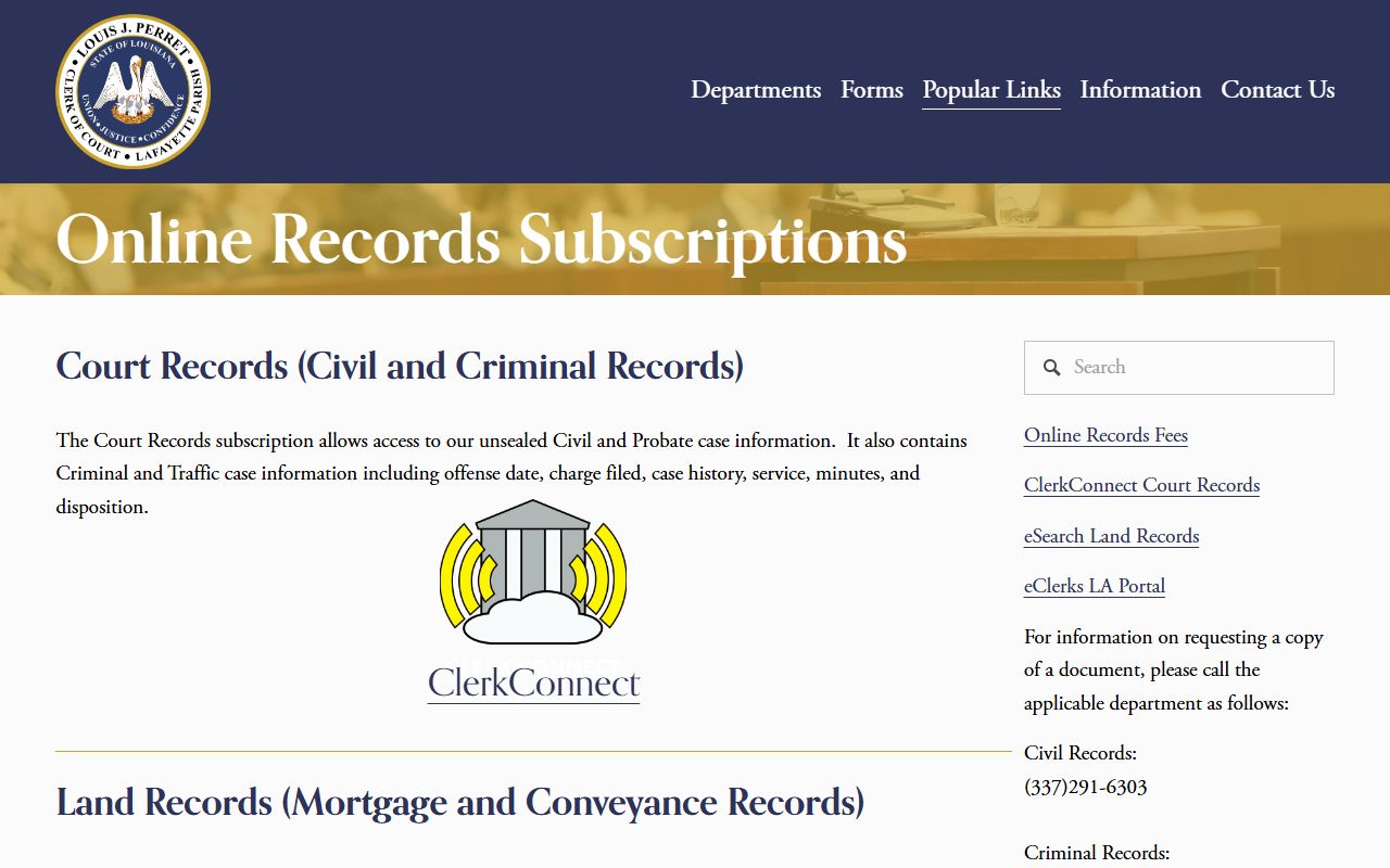 Lafayette Parish online records search for phone directory lookups