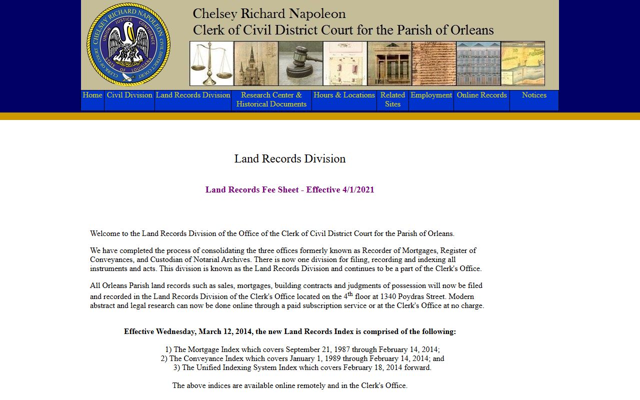 Orleans Parish land records search for phone directory information
