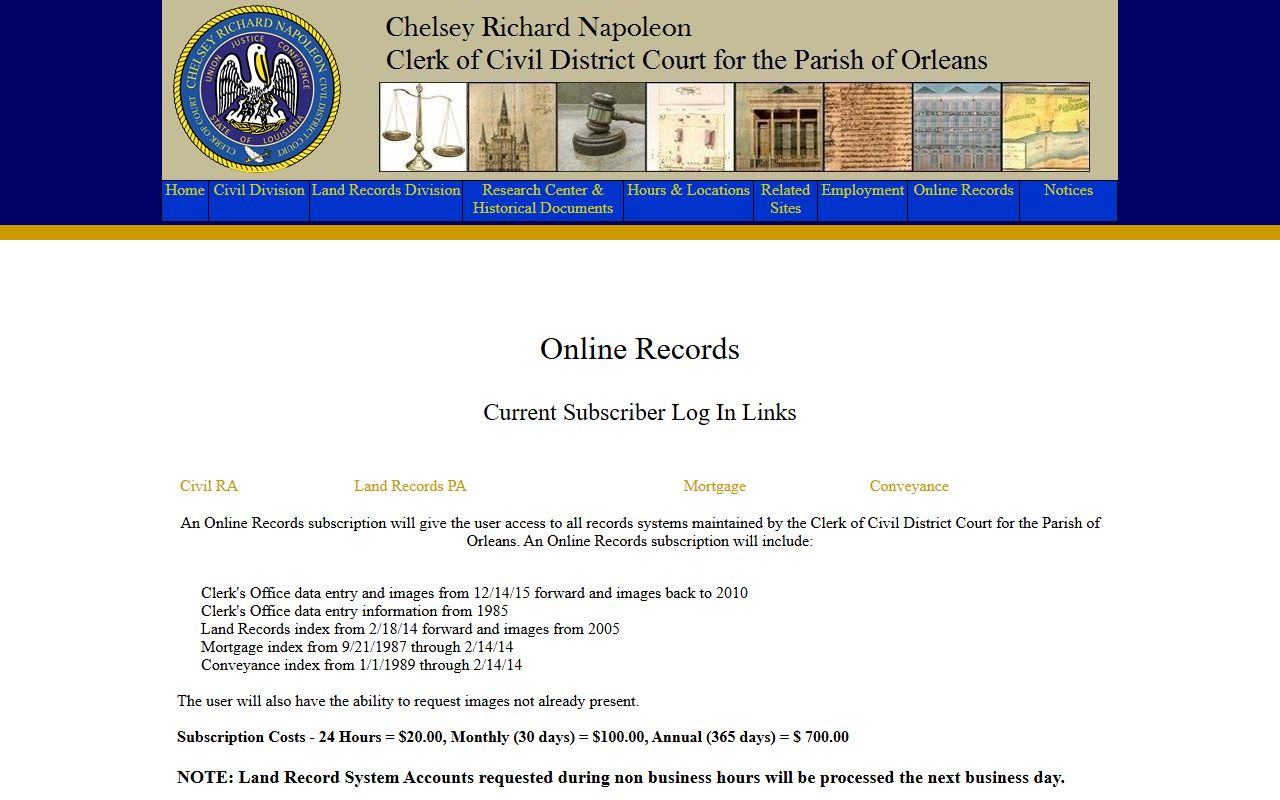 Orleans Parish online records portal for phone directory searches