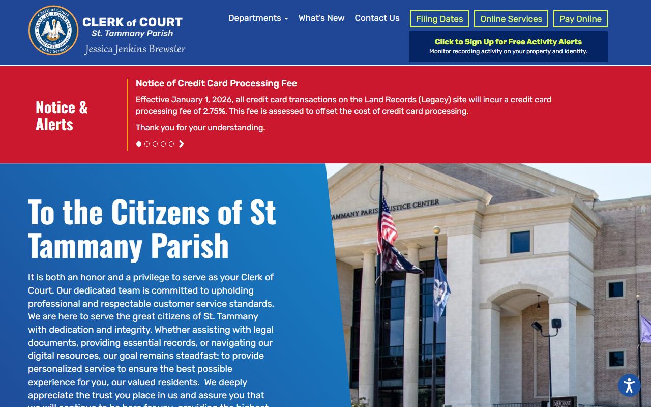 St. Tammany Parish Clerk of Court website for phone directory lookup