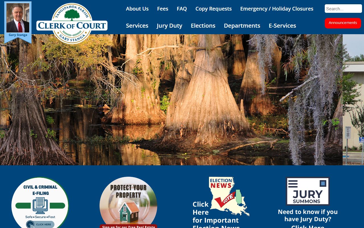 Tangipahoa Parish Clerk of Court website for phone directory search